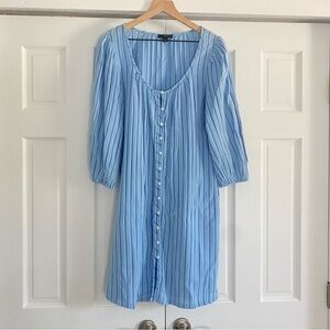 J. Crew Sky Blue stripped Button-Down Dress with belt